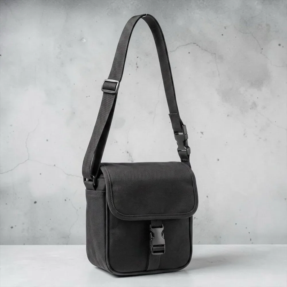 Vintage Land's End Padded Camera/Lens Gear Bag Shoulder Strap Black USA Canvas